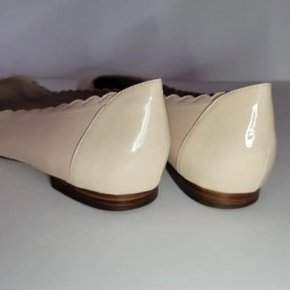 Alice Scalloped Skimmer Flat, Froth/Patent